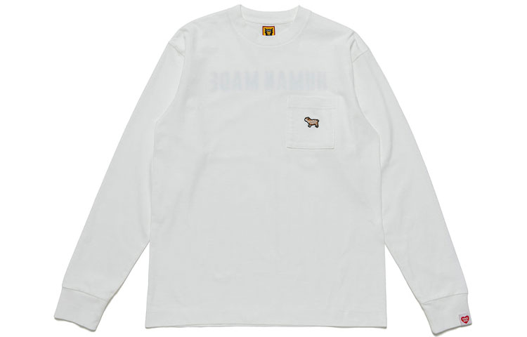 Shop HUMAN MADE Kaos Lengan Panjang Unisex Patch Logo Bordir HM23CS017