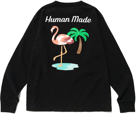 HUMAN MADE Camiseta Unisex Manga Larga con Estampado de Flamenco en la Espalda. HM25CS030 Sizing HUMAN MADE Camiseta Unisex Manga Larga con Estampado de Flamenco en la Espalda. HM25CS030