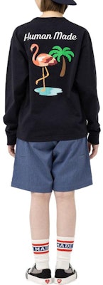 HUMAN MADE Camiseta Unisex Manga Larga con Estampado de Flamenco en la Espalda. HM25CS030 1