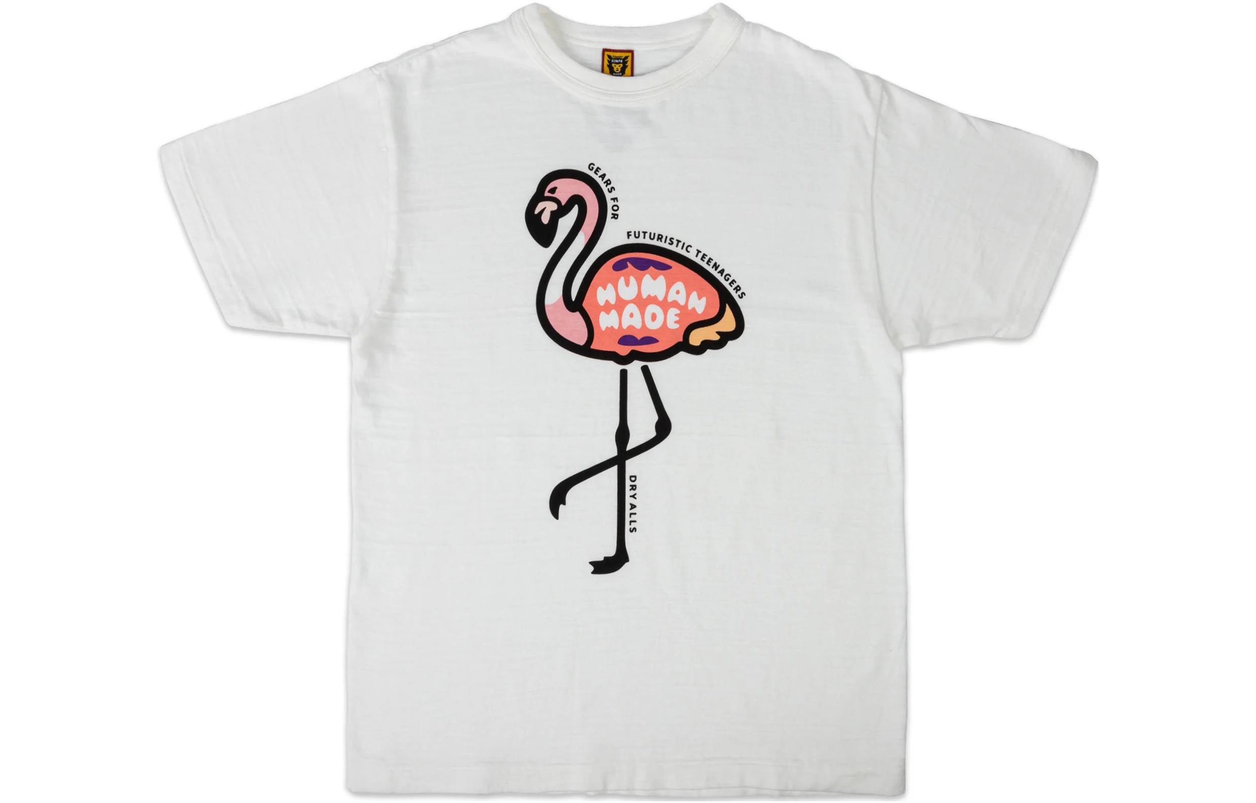 HUMAN MADE Flamingo Pocket T-Shirt Flamingo Logo Print Short Sleeve - White HM23TE020