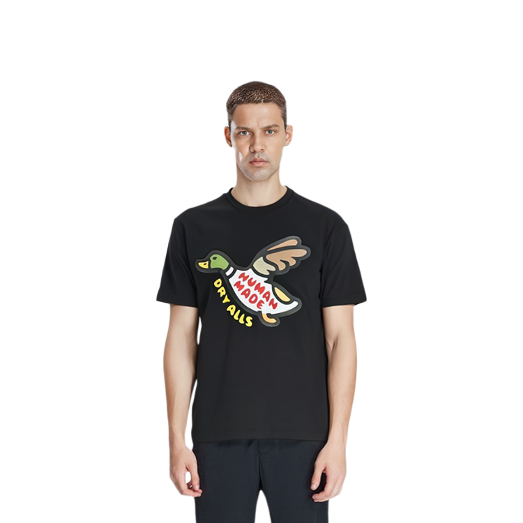 Shop HUMAN MADE 飛鴨圖案男女同款情侶風格圓領T恤 HM21TE001