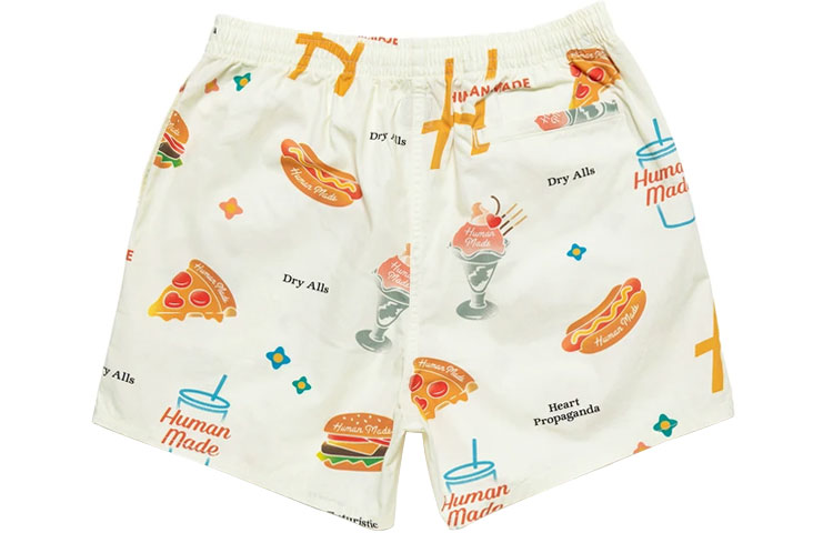 Lookbook ヒューマンメイド フードプリント ハワイアンショーツ ユニセックス ホワイト. HM21PT011