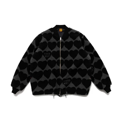 Human Made FW20 Reversible Fleece Jacket Heart Print Drawstring Coat HM20JK0010