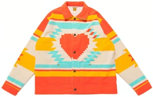 HUMAN MADE FW21 Colorblock Heart Pattern Jacket Unisex Orange. HM22JK018 HUMAN MADE FW21 Colorblock Heart Pattern Jacket Unisex Orange. HM22JK018