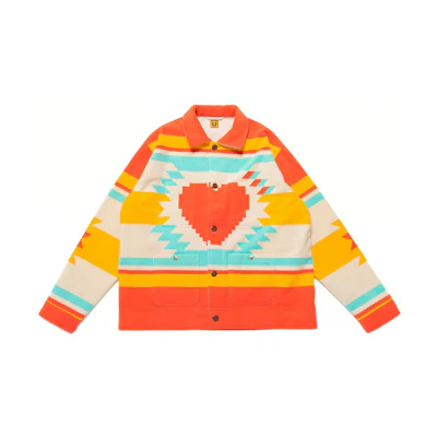 HUMAN MADE FW21 Colorblock Heart Pattern Jacket Unisex Orange. HM22JK018