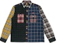 Order HUMAN MADE FW21 Embroidered Logo Plaid Patchwork Long Sleeve Shirt Men. HM22SH009