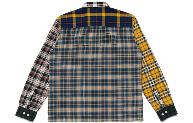 Lookbook HUMAN MADE FW21 Embroidered Logo Plaid Patchwork Long Sleeve Shirt Men. HM22SH009
