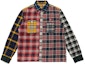 Shop HUMAN MADE FW21 Embroidered Logo Plaid Patchwork Long Sleeve Shirt Men. HM22SH009
