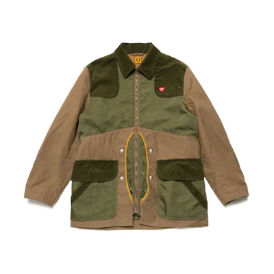 HUMAN MADE FW21 Heart Embroidered Logo Jacket Military Green Menswear. HM22JK006