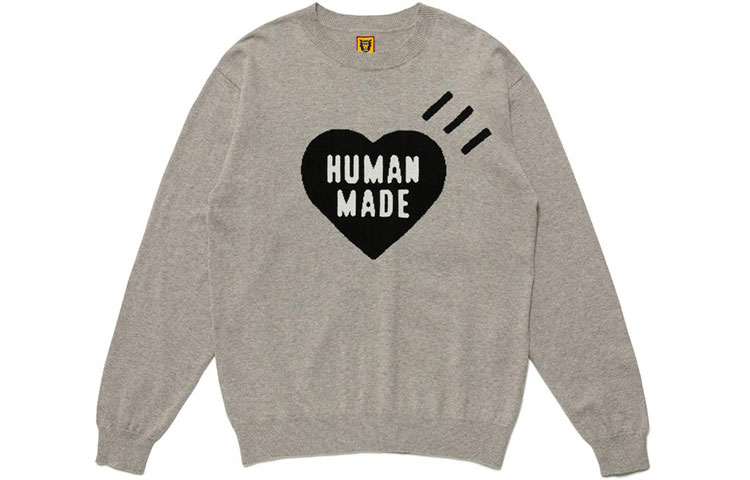 HUMAN MADE FW21 Heart Logo Print Wool Pullover Sweater . HM22CS025