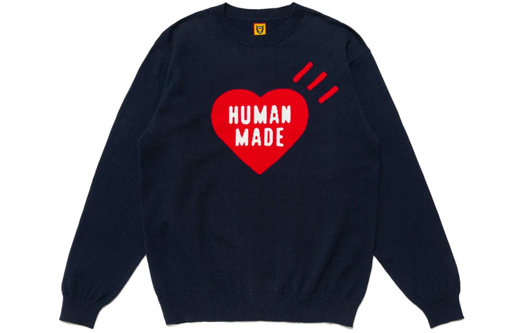 Shop HUMAN MADE FW21 Sweater Wool Logo Hati Print Pullover. HM22CS025