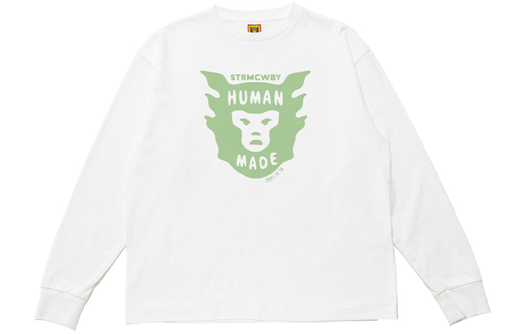 Human Made FW21 Logo Crewneck Long Sleeve Sweatshirt Unisex White HM22CS1017