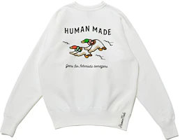 Human Made FW21 Logo Print Cartoon Graphic Pullover Sweatshirt White HM22CS032 Human Made FW21 Logo Print Cartoon Graphic Pullover Sweatshirt White HM22CS032