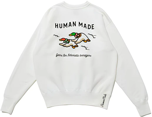 Human Made FW21 Logo Print Sweatshirt Putih dengan Desain Kartun Grafis HM22CS032 Buy Human Made FW21 Logo Print Sweatshirt Putih dengan Desain Kartun Grafis HM22CS032