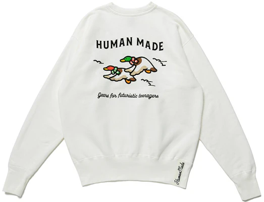 Human Made FW21 Logo Print Sweatshirt Putih dengan Desain Kartun Grafis HM22CS032 Order Human Made FW21 Logo Print Sweatshirt Putih dengan Desain Kartun Grafis HM22CS032