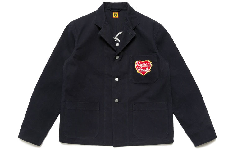 HUMAN MADE FW21 Navy Heart Logo Patch Jacket Unisex. HM22JK005