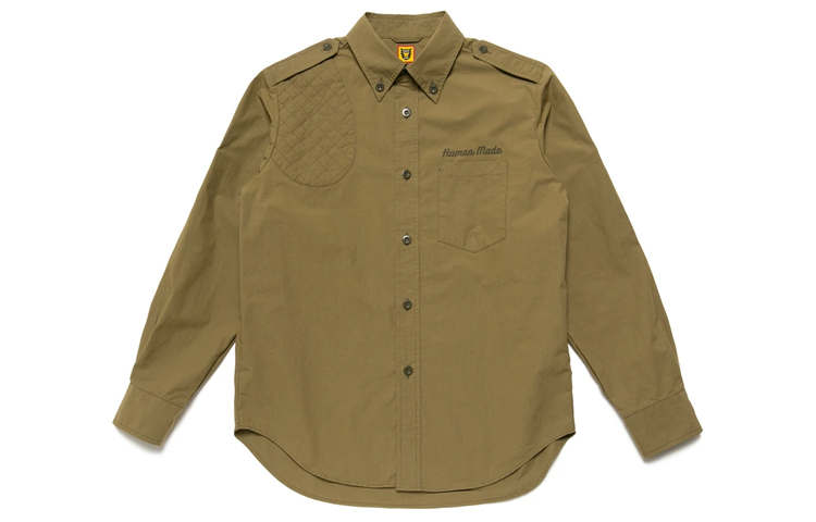 Shop HUMAN MADE FW21 老虎圖案長袖襯衫 男女適穿。 HM22SH006