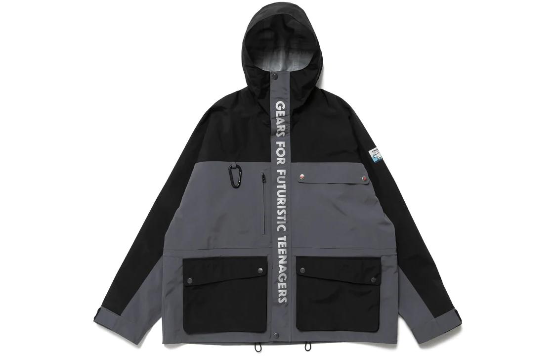 Human Made FW22 3-Layer Shell Jacket Colorblock Logo Print Zip Hoodie Unisex HM24JK023