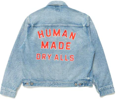 Lookbook HUMAN MADE 2022秋冬蓝色徽标印花牛仔夹克男女同款. HM24JK005