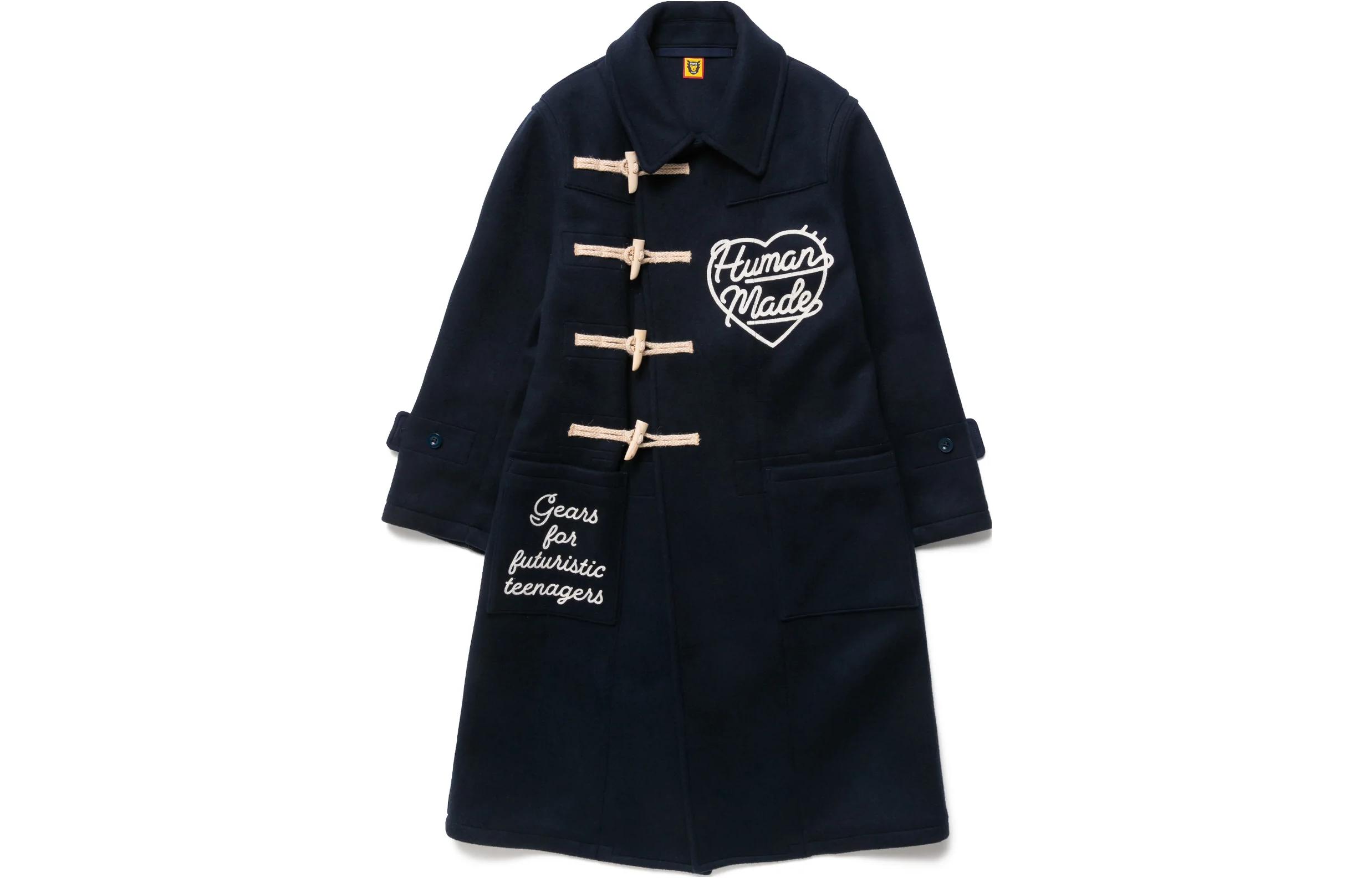 HUMAN MADE FW22 Blue Tweed Duffle Coat with Heart Logo Embroidery for Men. HM24JK022 圖 2