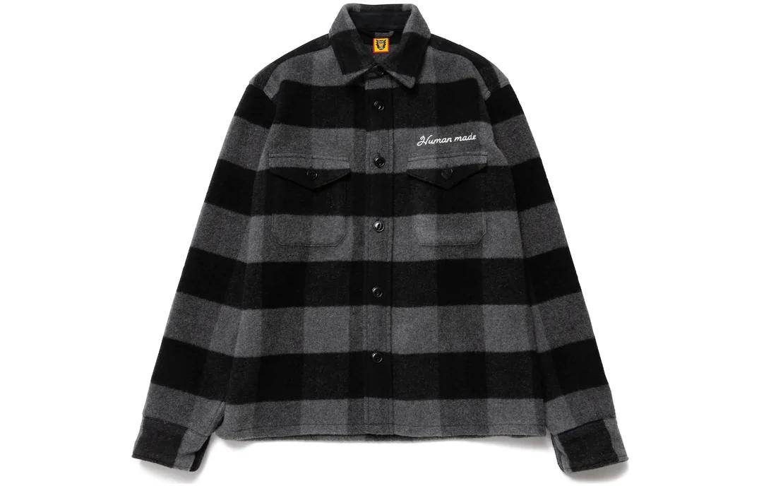 HUMAN MADE FW22 Checkered Back Rabbit Print Button-Up Shirt Unisex Long Sleeve HM24SH008