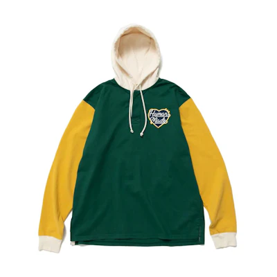 HUMAN MADE FW22 Color-Block Logo Embroidered Pullover Sweatshirt Green HM24CS013