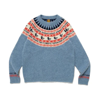 HUMAN MADE FW22 Colorblock Crewneck Knit Sweater Unisex Style HM24CS036