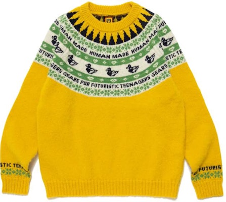 HUMAN MADE FW22 Baju Sejuk Rajut Unisex Gaya Blok Warna HM24CS036 Sizing HUMAN MADE FW22 Baju Sejuk Rajut Unisex Gaya Blok Warna HM24CS036