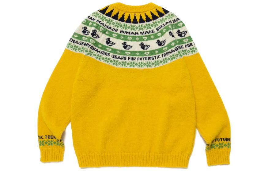 Cheap HUMAN MADE FW22 Sweater Knit Crewneck Unisex Gaya Warna Blok. HM24CS036