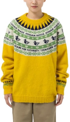 HUMAN MADE FW22 Baju Sejuk Rajut Unisex Gaya Blok Warna HM24CS036 1