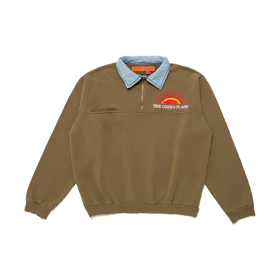 Human Made FW22 Colorblock Embroidered Half-Zip Sweatshirt Olive Unisex CP07CS002