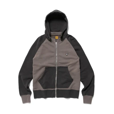 Human Made FW22 Colorblock Zip Hoodie with Heart Logo Print - Dark Gray Mens HM24CS029