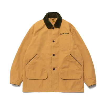 HUMAN MADE FW22 Contrast Collar Single-Breasted Shirt Jacket Beige Mens. HM24JK011