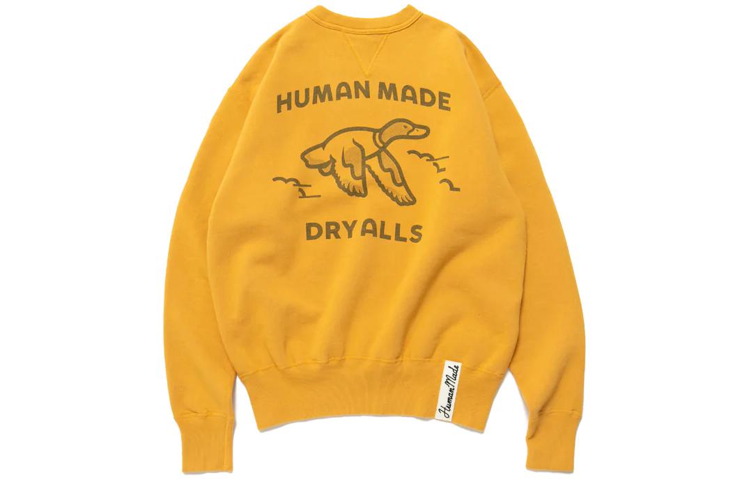 HUMAN MADE FW22 Duck Print Yellow Crewneck Sweatshirt Unisex HM24CS021