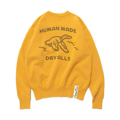 HUMAN MADE FW22 Duck Print Yellow Crewneck Sweatshirt Unisex HM24CS021