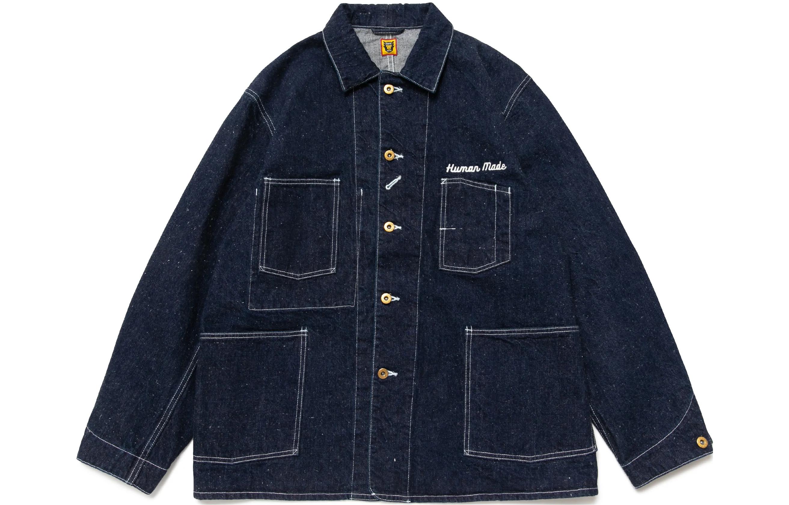 HUMAN MADE FW22 Embroidered Logo Denim Jacket Unisex Blue. HM24JK006