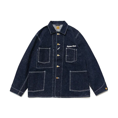 HUMAN MADE FW22 Embroidered Logo Denim Jacket Unisex Blue. HM24JK006