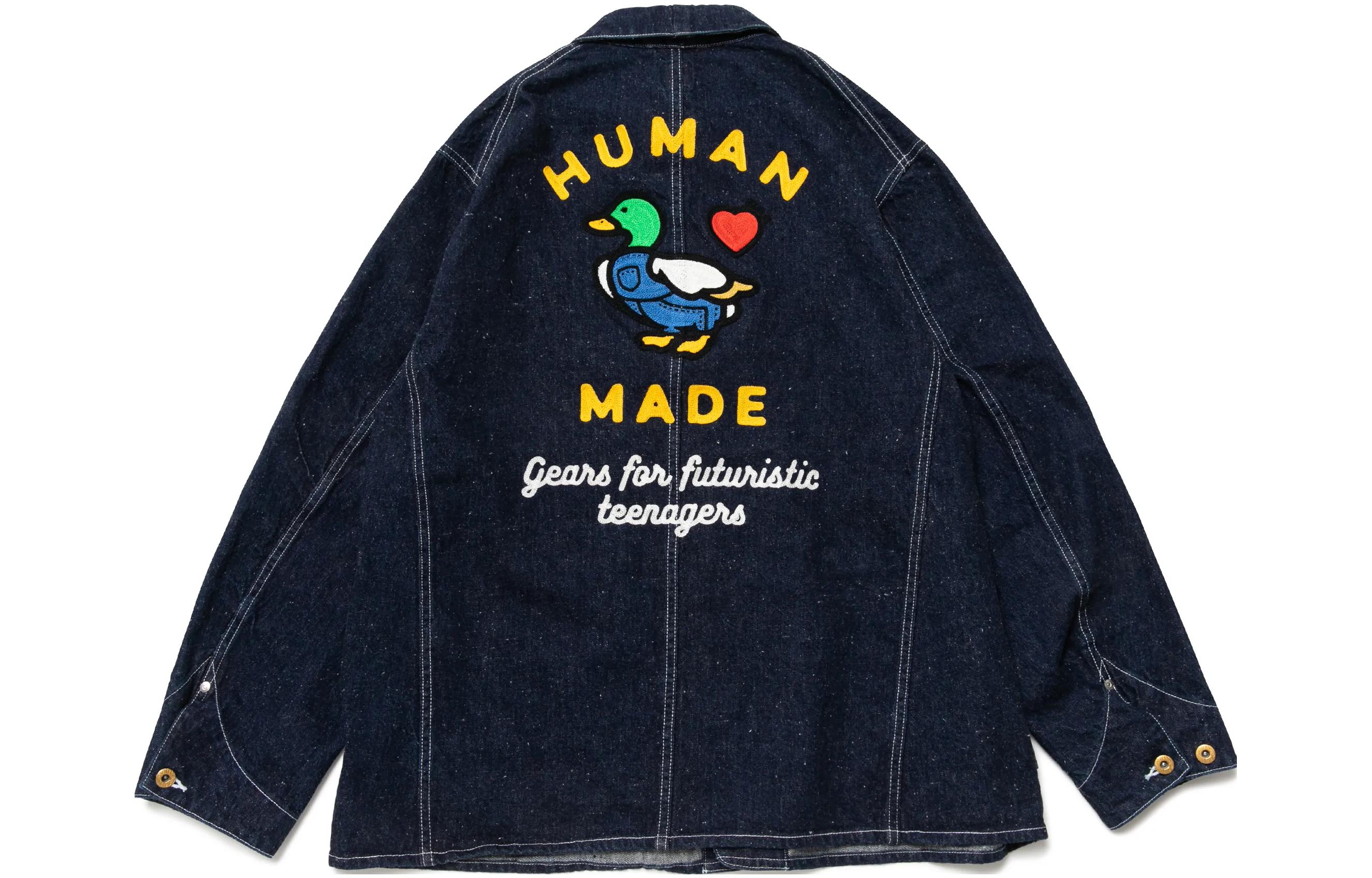 Lookbook HUMAN MADE FW22 Embroidered Logo Denim Jacket Unisex Blue. HM24JK006