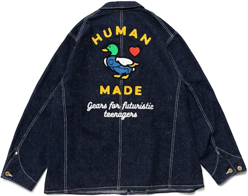 HUMAN MADE FW22 Embroidered Logo Denim Jacket Unisex Blue. HM24JK006 Lookbook HUMAN MADE FW22 Embroidered Logo Denim Jacket Unisex Blue. HM24JK006