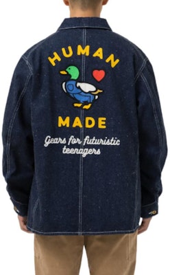 HUMAN MADE FW22 Embroidered Logo Denim Jacket Unisex Blue. HM24JK006 Details for HUMAN MADE FW22 Embroidered Logo Denim Jacket Unisex Blue. HM24JK006
