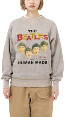 HUMAN MADE FW22灰色男女同款印花圆领套头卫衣 HM24CS023 Shop HUMAN MADE FW22灰色男女同款印花圆领套头卫衣 HM24CS023