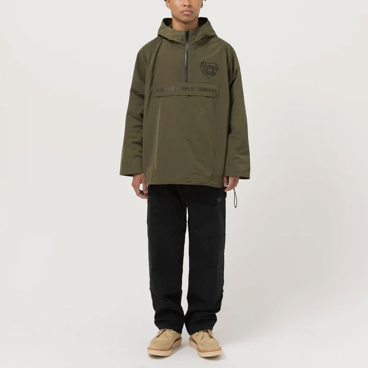 Shop HUMAN MADE FW22 图案印花连帽卫衣外套 男女款. HM24JK004