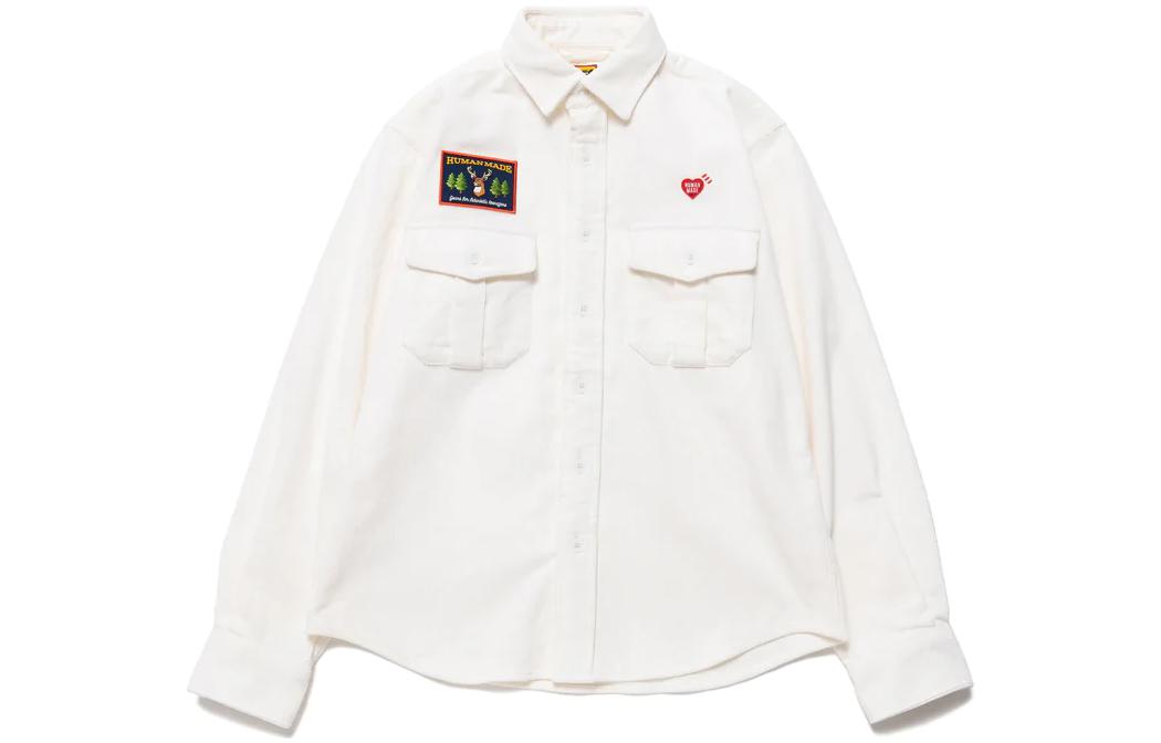 HUMAN MADE FW22 Heart Logo Embroidered Pocket Button-Up Long Sleeve Shirt HM24SH006