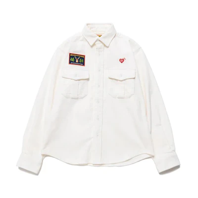 HUMAN MADE FW22 Heart Logo Embroidered Pocket Button-Up Long Sleeve Shirt HM24SH006