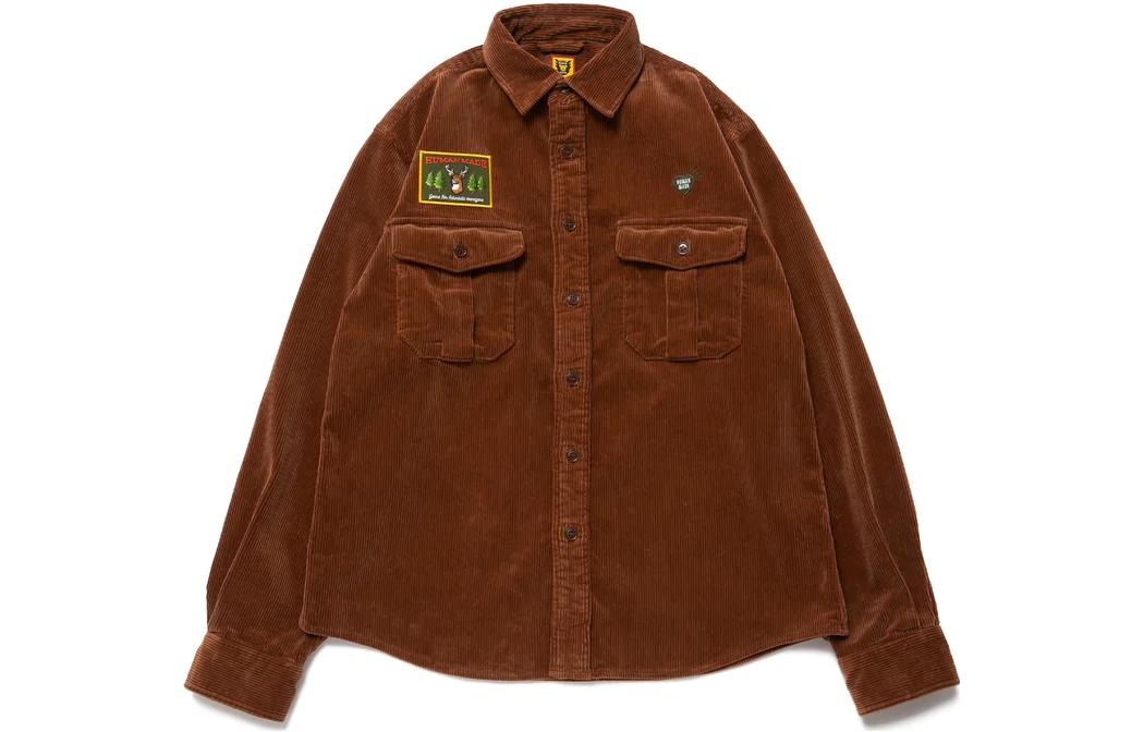 Order 휴먼 메이드 FW22 하트 로고 자수 포켓 버튼업 긴팔 셔츠 HM24SH006