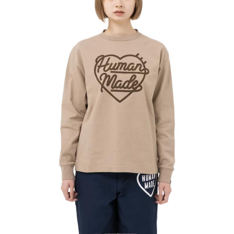 Cheap HUMAN MADE FW22 Kaos Lengan Panjang Pola Hati Unisex HM24CS008