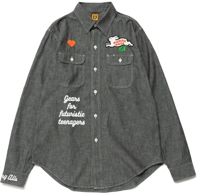 휴먼메이드 FW22 레터 래빗 그래픽 긴팔 셔츠. HM24SH001 Buy 휴먼메이드 FW22 레터 래빗 그래픽 긴팔 셔츠. HM24SH001