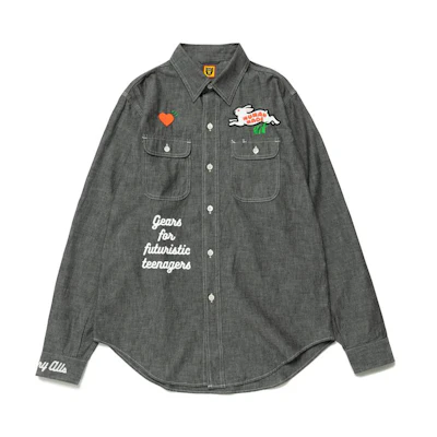 HUMAN MADE FW22 Letter Rabbit Graphic Straight Long Sleeve Shirt . HM24SH001