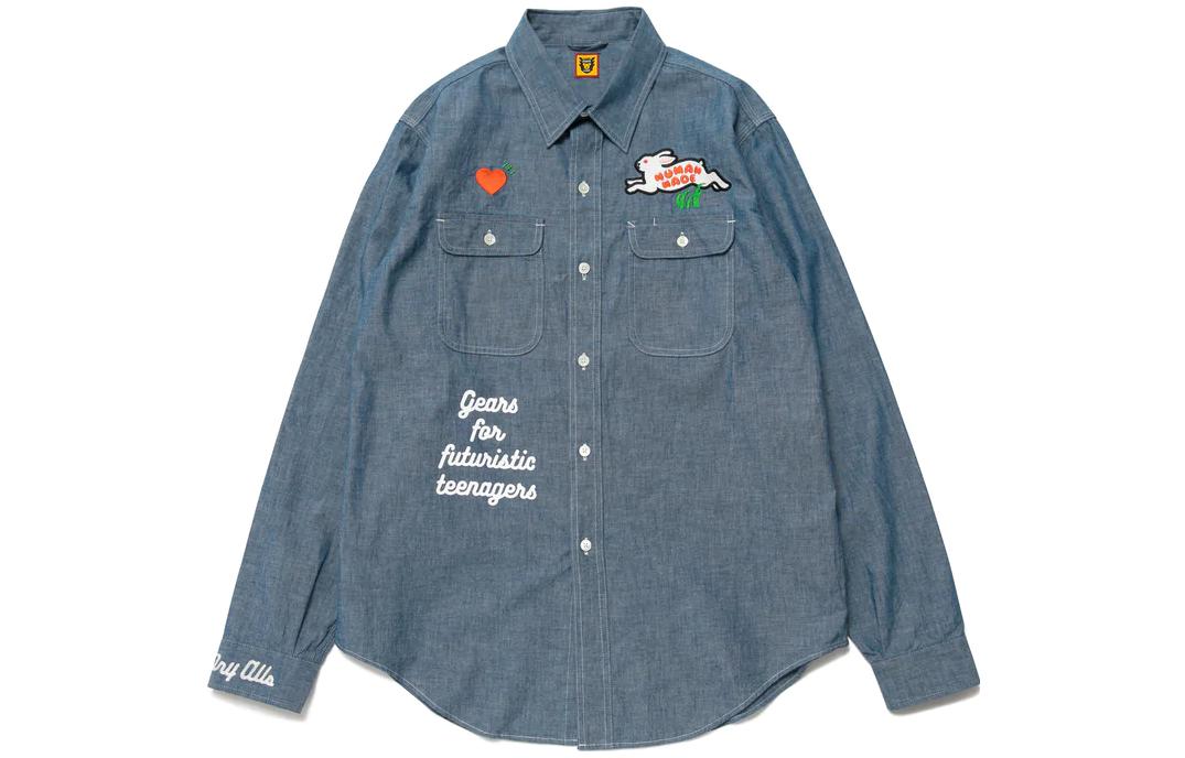 Order 휴먼메이드 FW22 레터 래빗 그래픽 긴팔 셔츠. HM24SH001