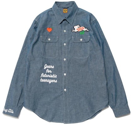 휴먼메이드 FW22 레터 래빗 그래픽 긴팔 셔츠. HM24SH001 Order 휴먼메이드 FW22 레터 래빗 그래픽 긴팔 셔츠. HM24SH001